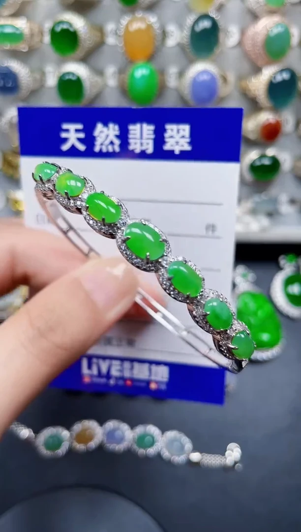 银S925镶嵌手镯翡翠161