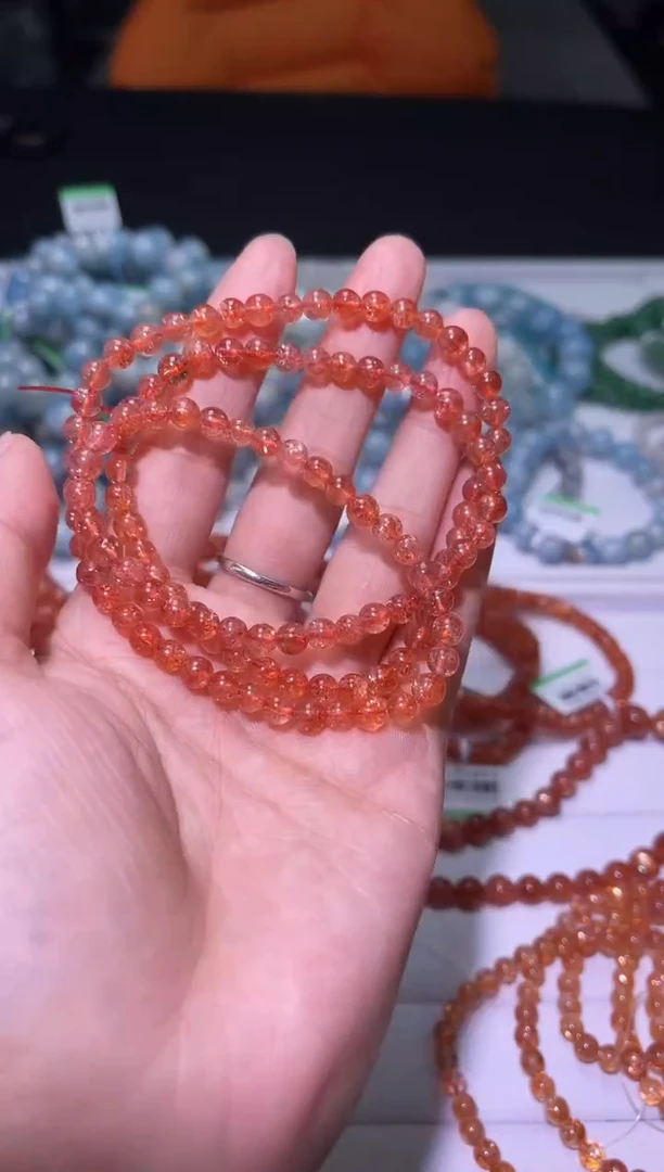 未镶嵌手串长石J146-5mm金太阳多圈-多样性发其一