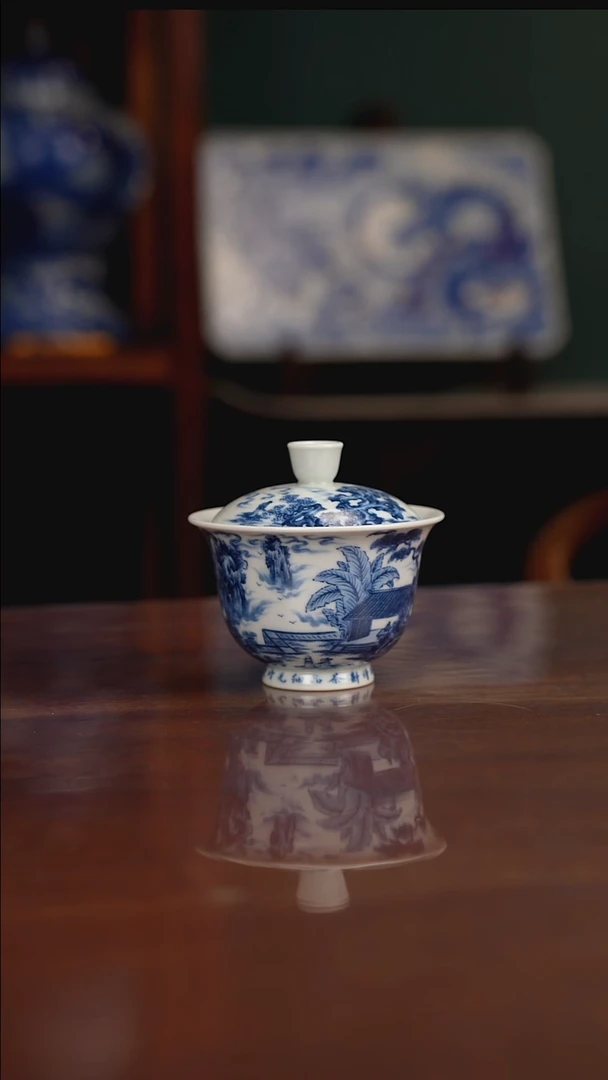 景琳藏 烹茶图盖碗