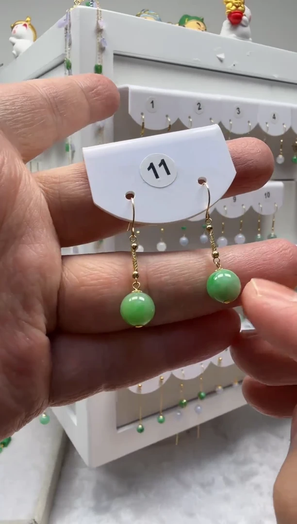 18K金镶嵌翡翠耳饰缅甸天然翡翠a货