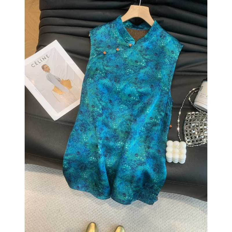 高端提花新中式马甲高端欧货立领盘扣2025夏季新款时尚百搭上衣短