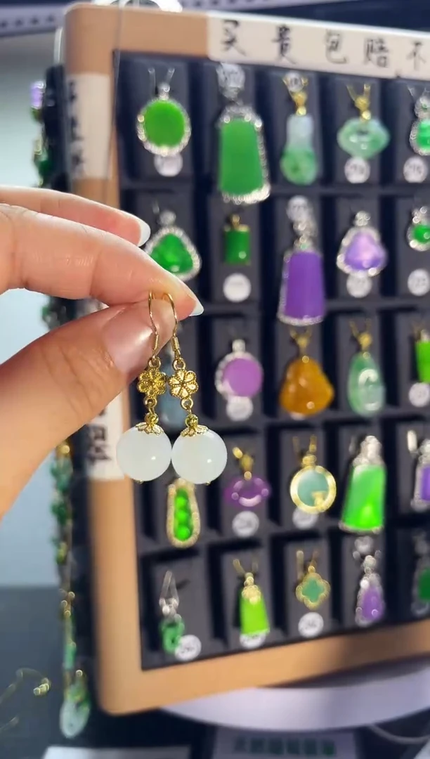 和田玉银S925镶嵌耳饰01.....