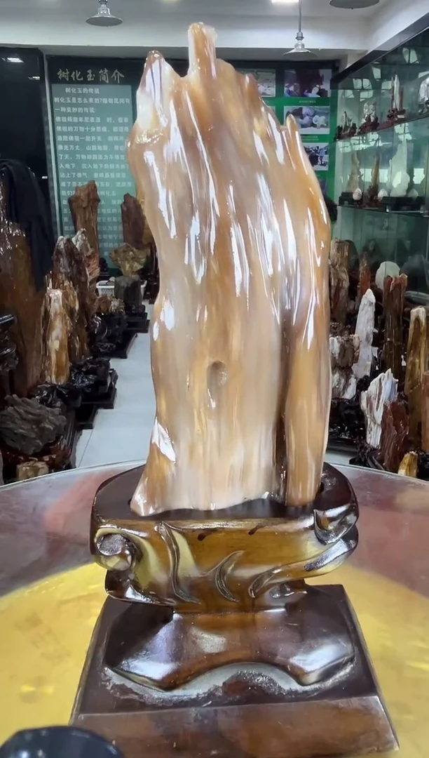 缅甸天然树化玉摆件