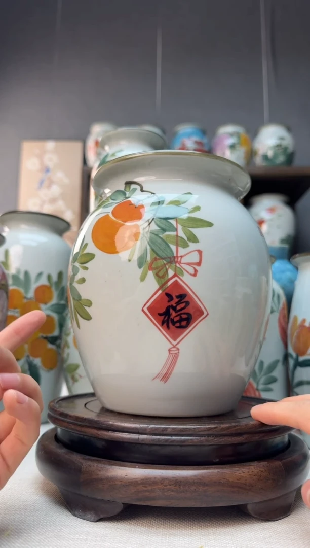 【闪购商品】瓶景德镇手绘陶瓷花瓶无孔高18口13左右