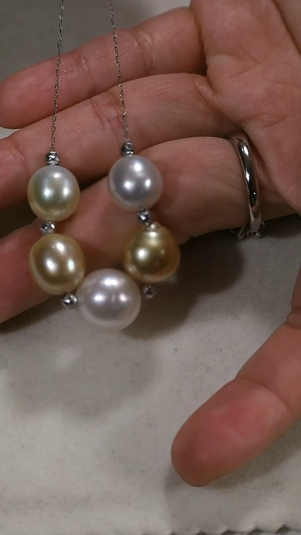 18K金镶嵌颈饰海水珍珠金珠澳白k金项链