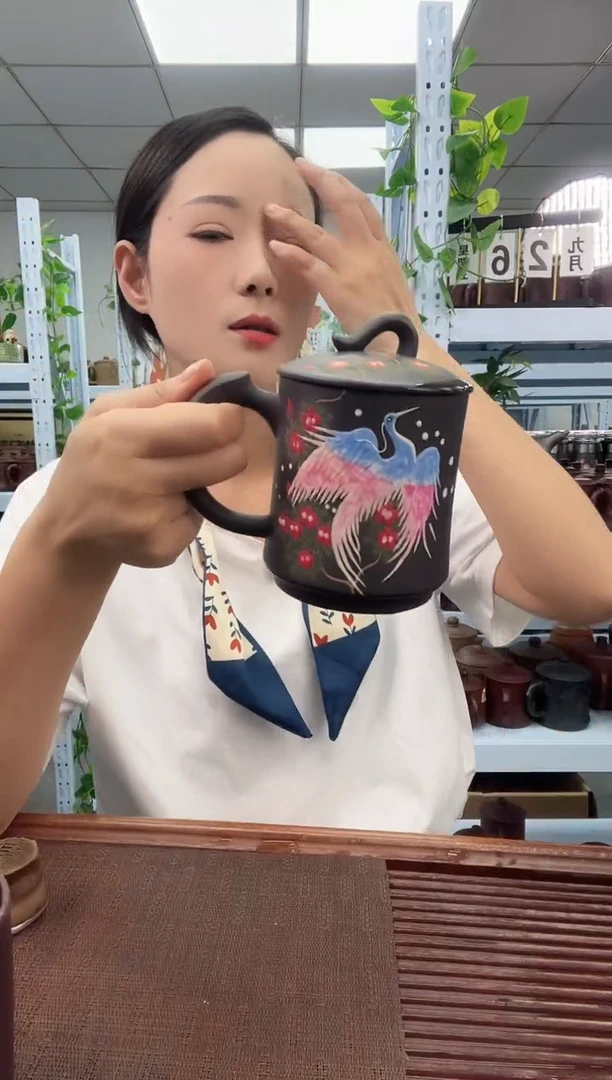 宜兴原矿紫砂全手工盖杯