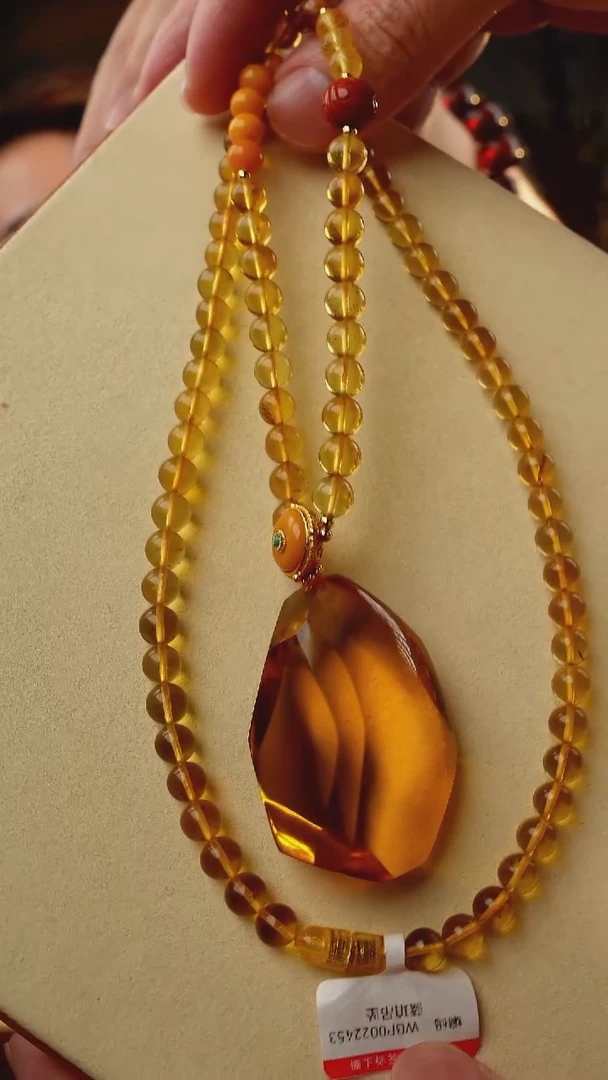 【闪购商品】琥珀颈饰未镶嵌墨西哥蓝珀切割款项链