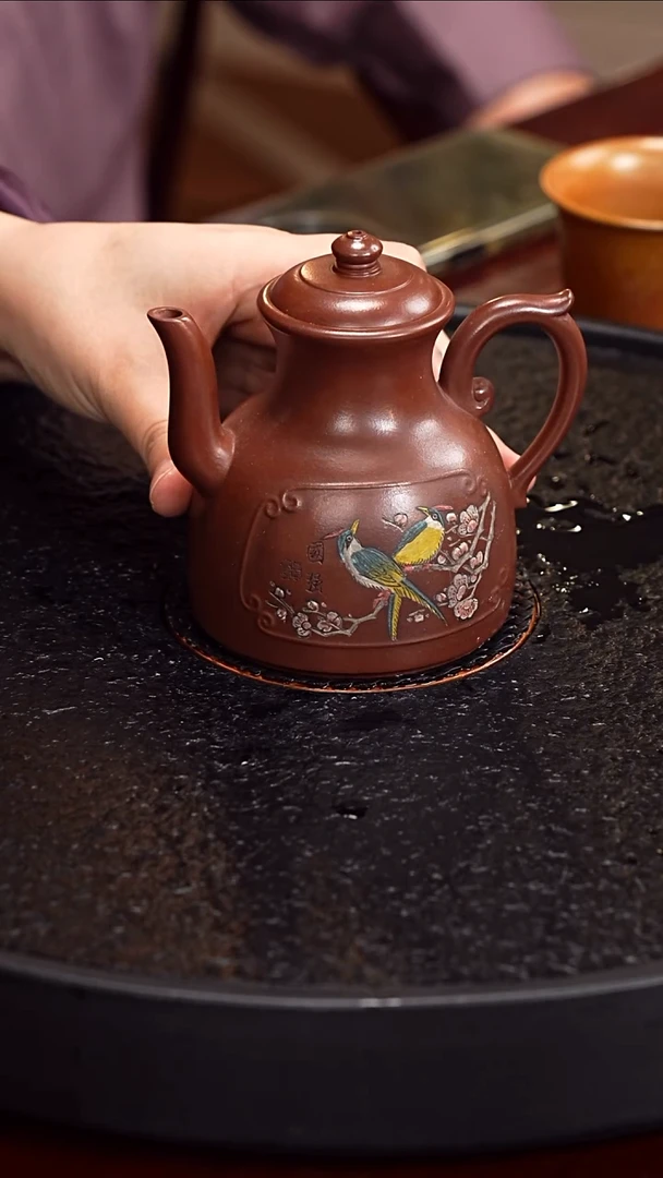 茶壶紫砂赵小俊 诗文执壶154  老紫泥 250毫升 单国强