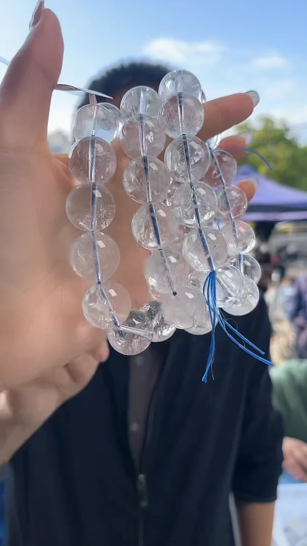 水晶手链未镶嵌天然白阿赛手串多样性发一17mm