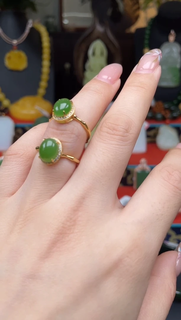 和田玉戒指银S925镶嵌戒指f069多样性发其一