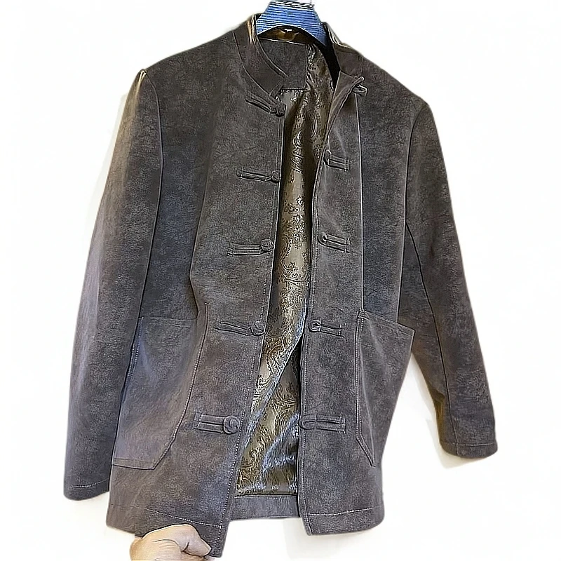 春款新版男士立领新中式唐装2025修身加厚保暖百搭休闲高品质纯色