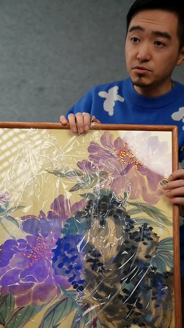 国画50*50实木框不落名款 8146