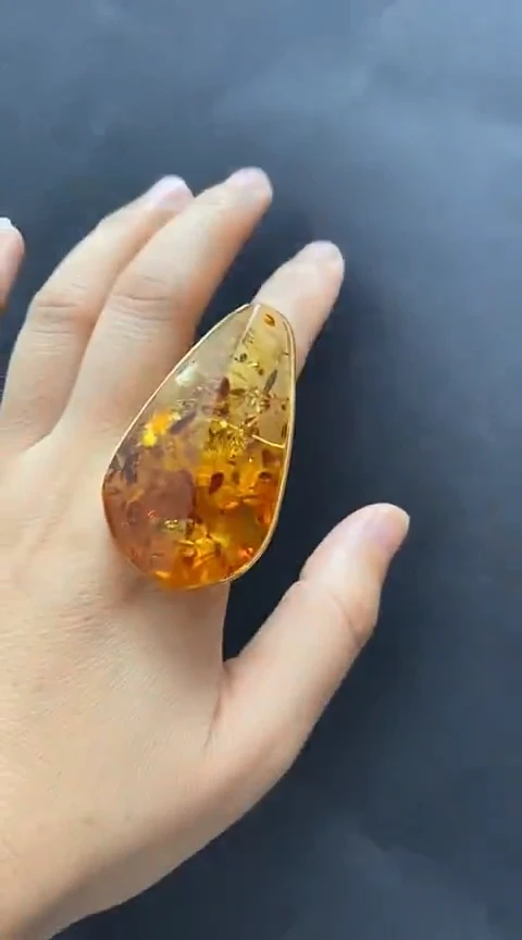 未镶嵌琥珀裸石琥珀戒指