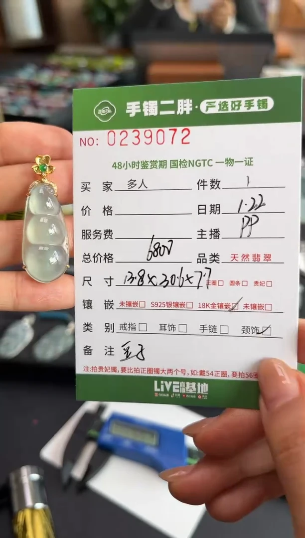 【闪购商品】翡翠吊坠(不含链)18K金镶嵌多人