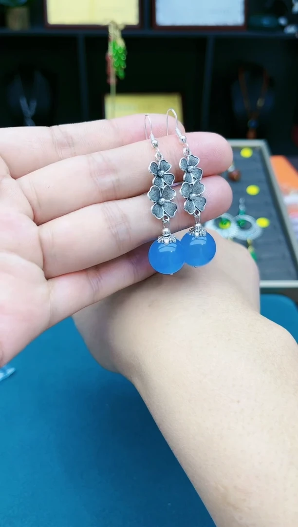 【闪购商品】玛瑙/玉髓耳钉银S925镶嵌712000