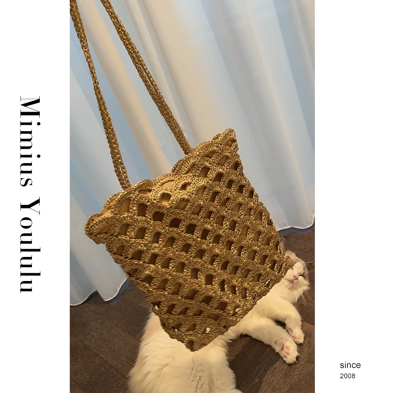 【mimius】P 韩系扇形手工草编单肩包(可放13寸电脑) WG03322