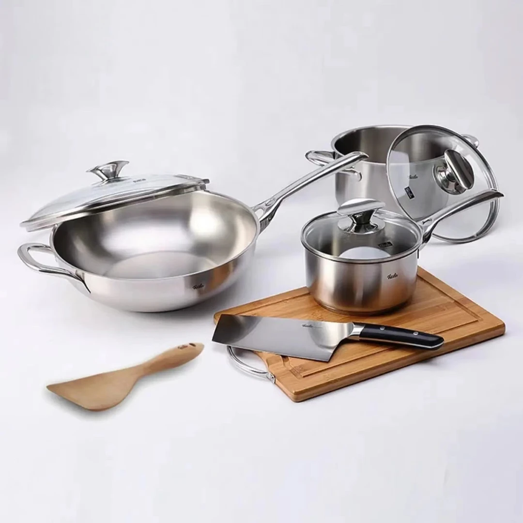 菲S乐哥本系列锅组六件套汤锅30cm炒锅奶锅菜刀炒勺菜板