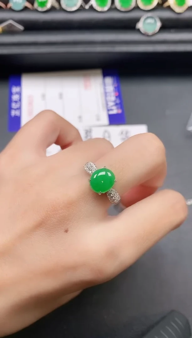 翡翠戒指银S925镶嵌1111