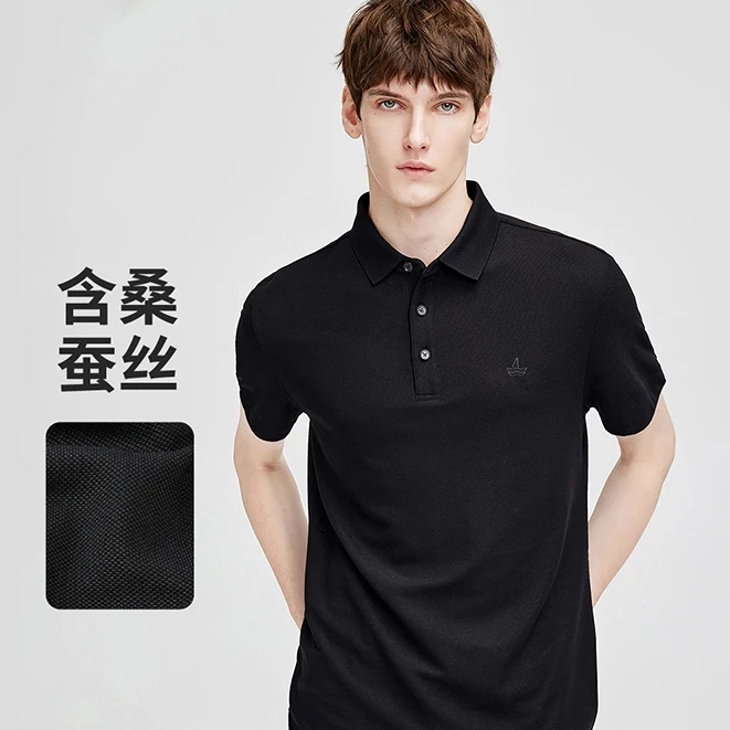 [冰感丝光蚕丝]navigare意大利小帆船短袖POLO衫男士商务休闲T恤