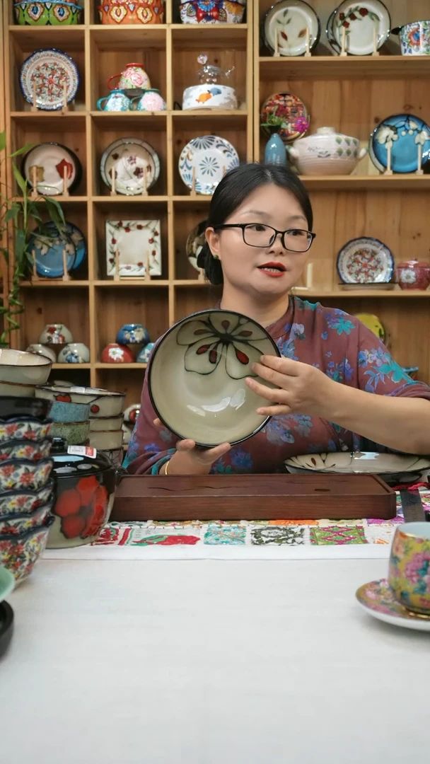 瓷片小可高温陶瓷餐具一组两只大碗