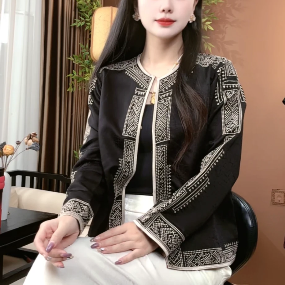 2025秋季新款100%桑蚕丝时尚显瘦上衣百搭国风上衣女S202