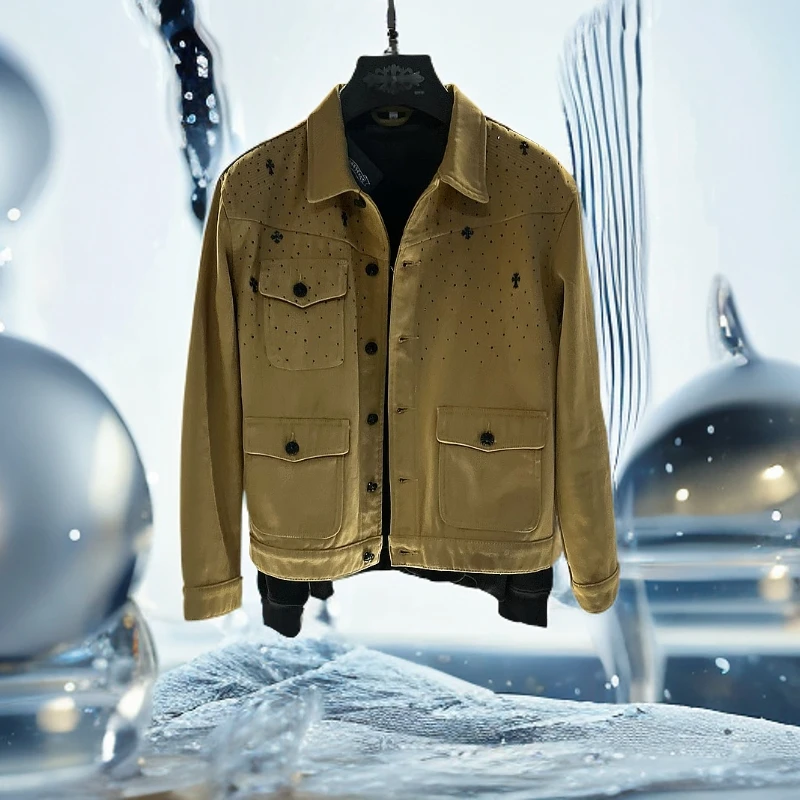 【深卡色】当天发货休闲翻领黑色长袖冬季加绒加厚新款通用牛仔夹克