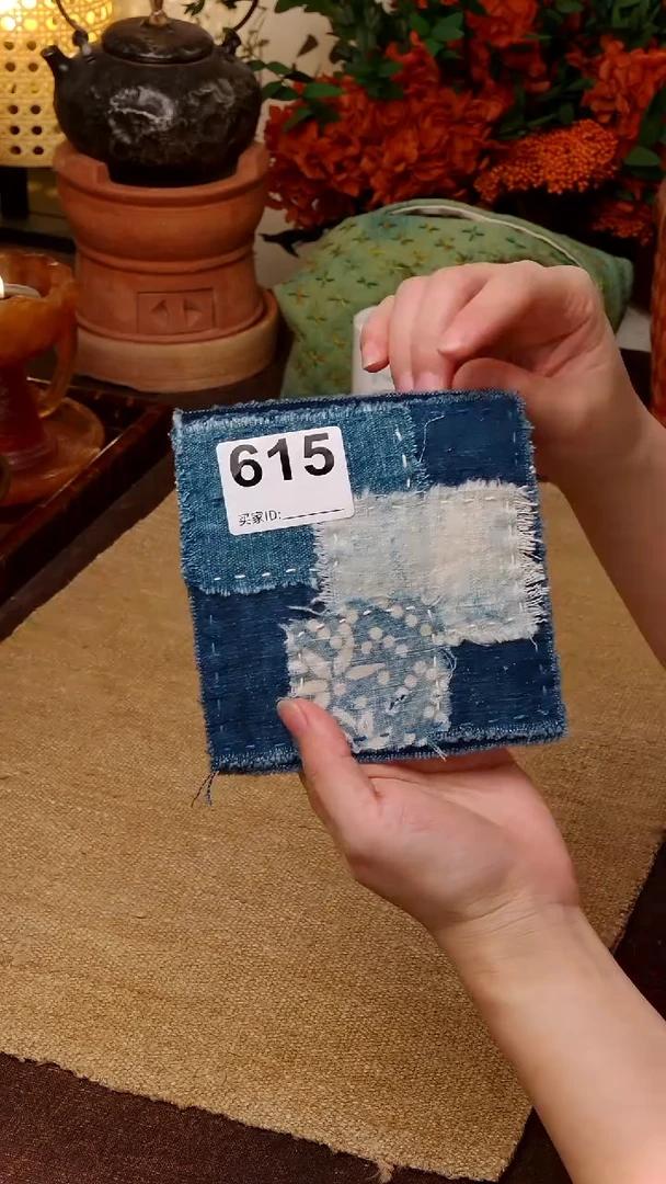 Cici手作刺子绣柿染壶垫杯垫-615