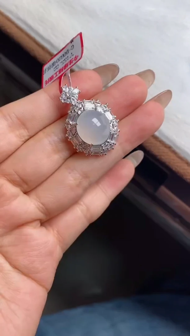 翡翠戒指银S925镶嵌半***人天然A货翡翠
