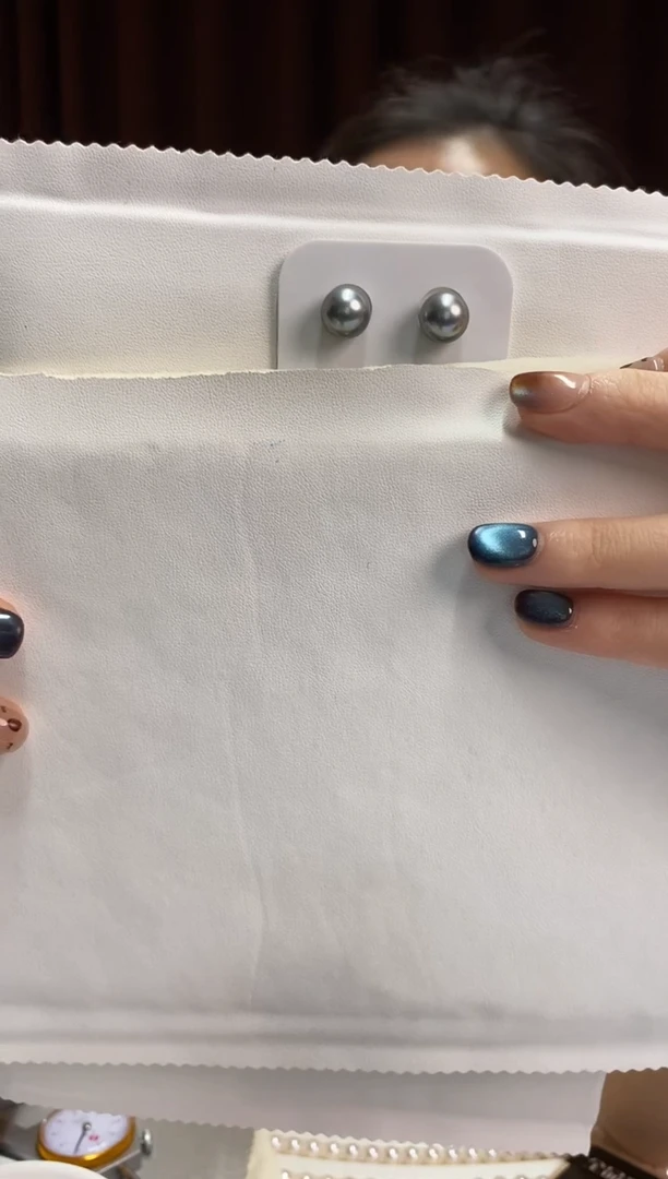 银S925镶嵌耳饰海水珍珠10-11大溪地黑珍珠耳饰