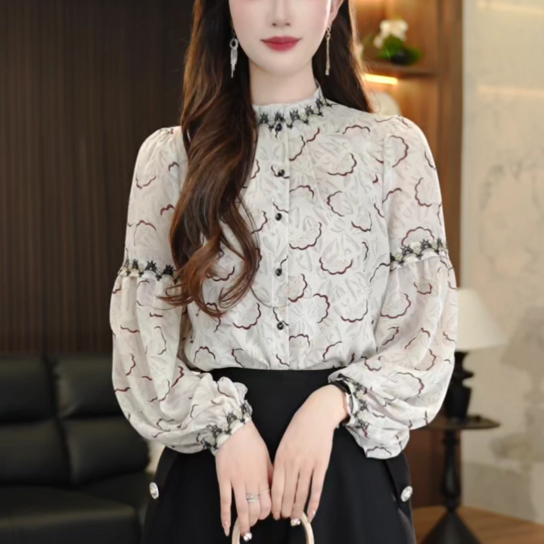 K250163-衬衫女长袖2025春夏新款时尚减龄高端显瘦开衫上衣女