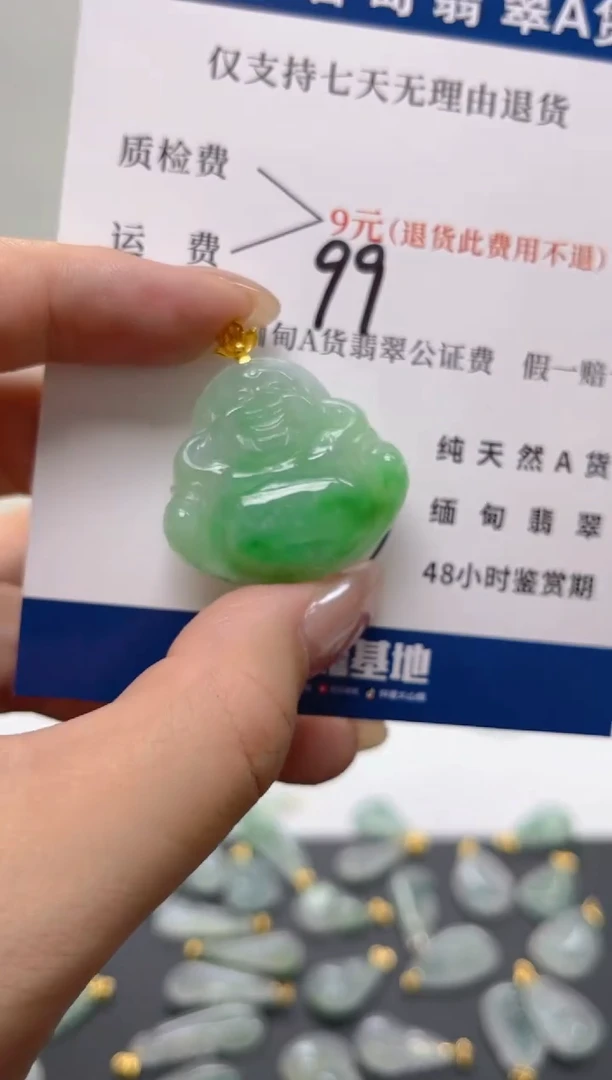 颈饰18K金镶嵌翡翠天然A货翡翠
