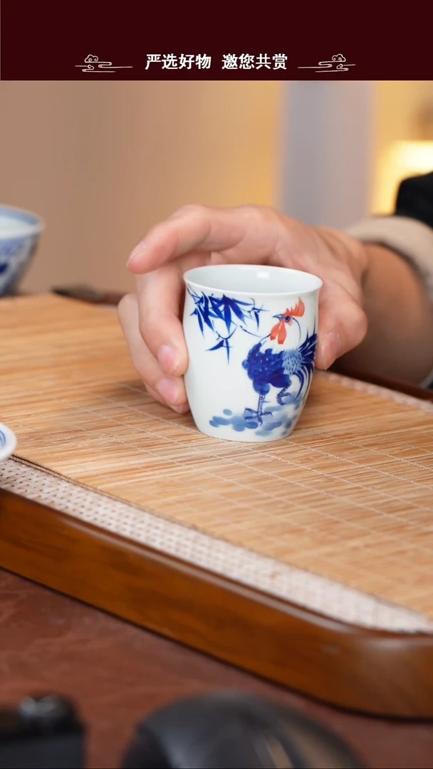 手工手绘青花主人杯