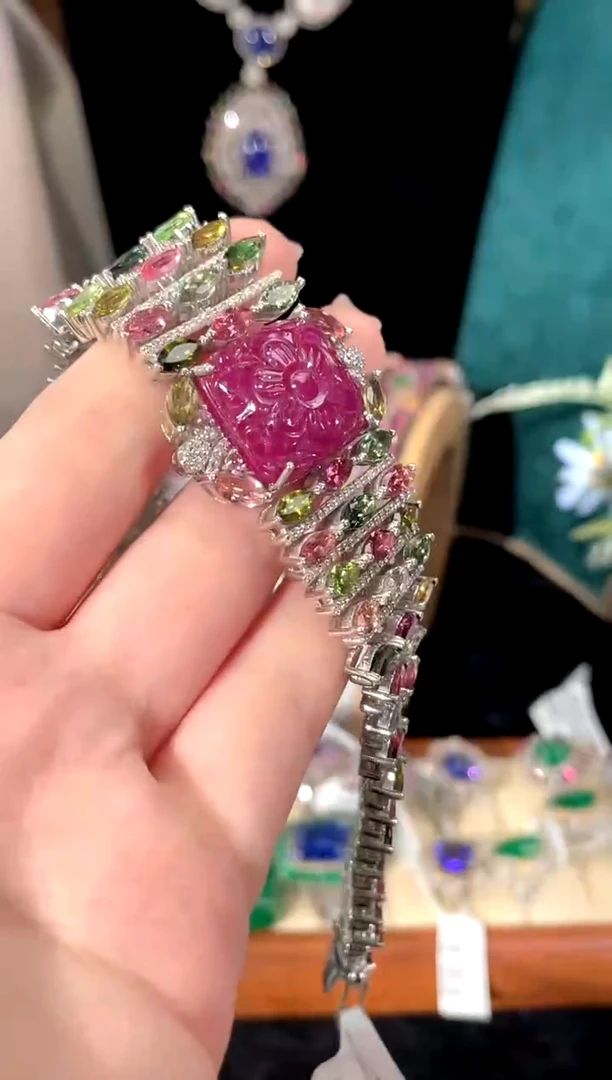 手链银S925镶嵌红宝石手链