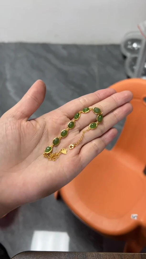 银S925镶嵌手链和田玉和田玉碧玉银手链[多样发其一]