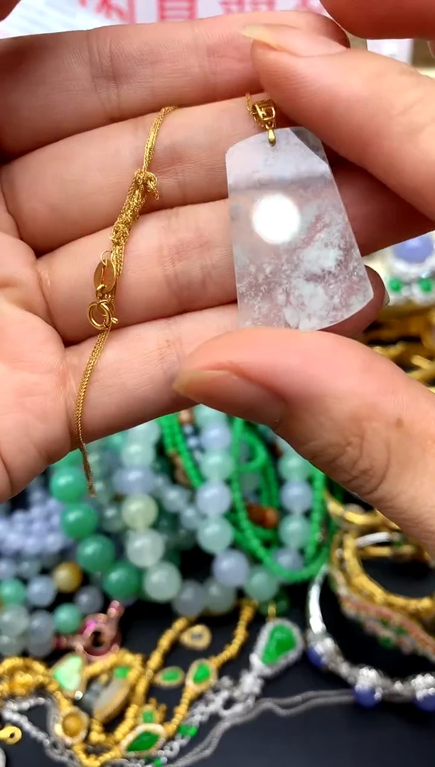 翡翠18K金镶嵌颈饰397-中国好珍宝