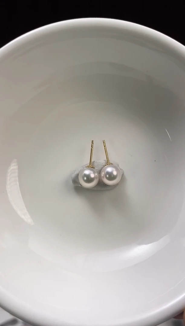 18K金镶嵌耳饰海水珍珠7-7.5Akoya海水珍珠耳饰