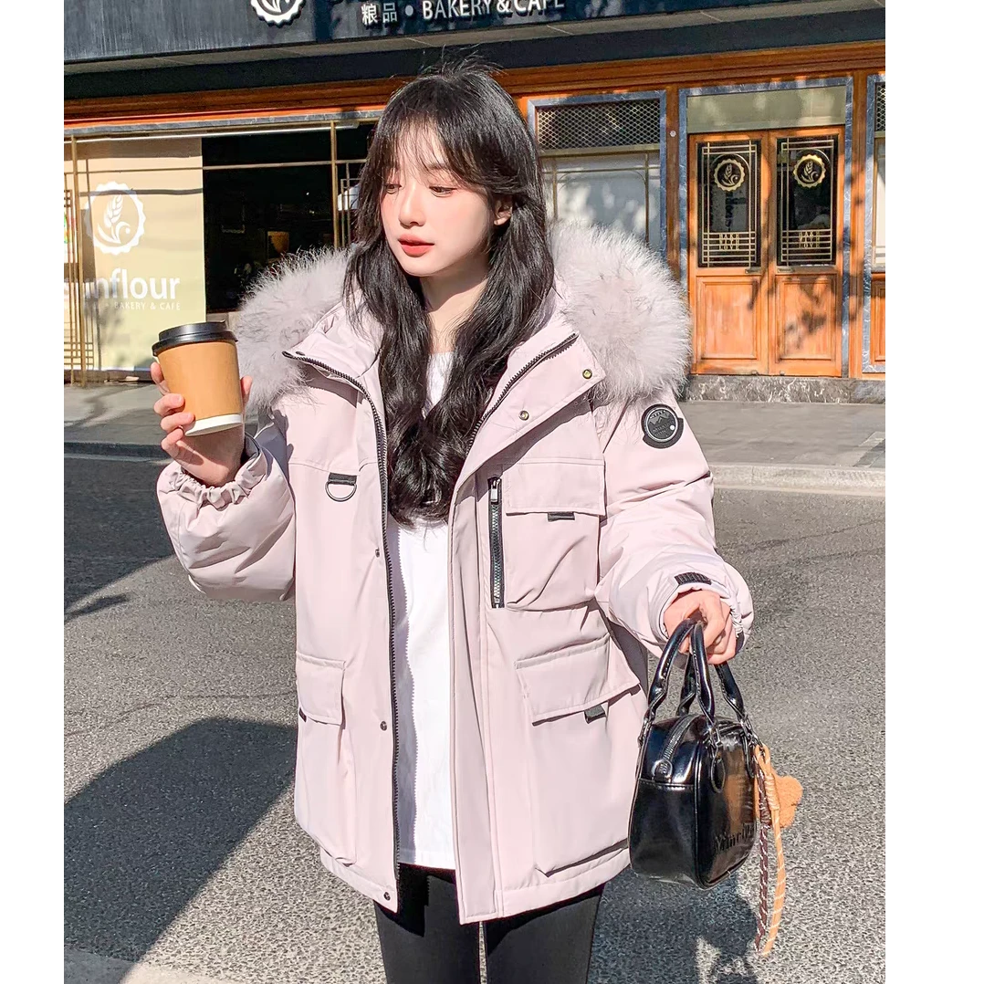 冰岛工装极寒派克服2024新款大毛领90白鸭绒工装外套