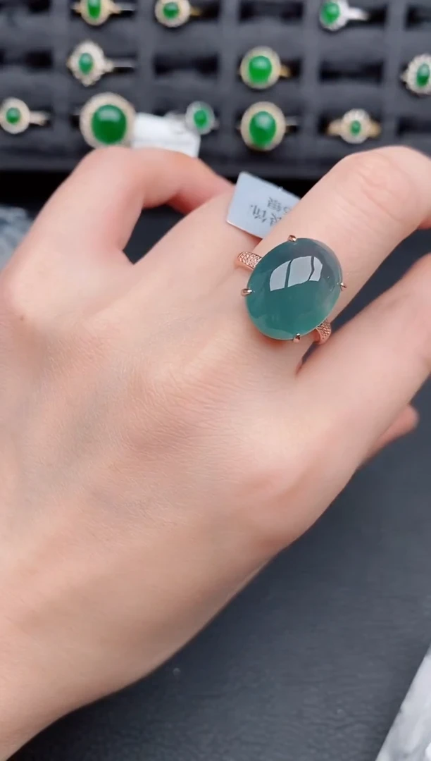 银S925镶嵌戒指翡翠天然a货翡翠250