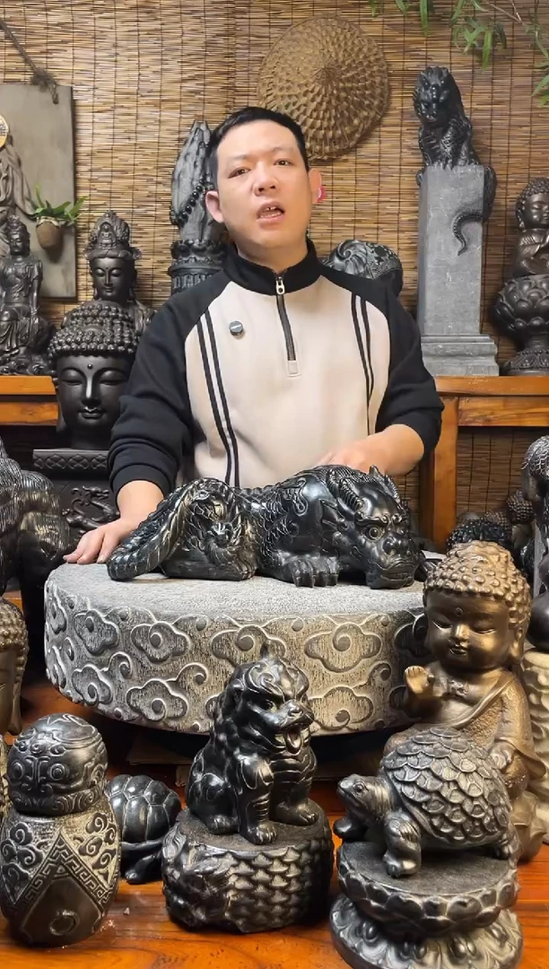 石材45趴吸水兽天然青石雕刻