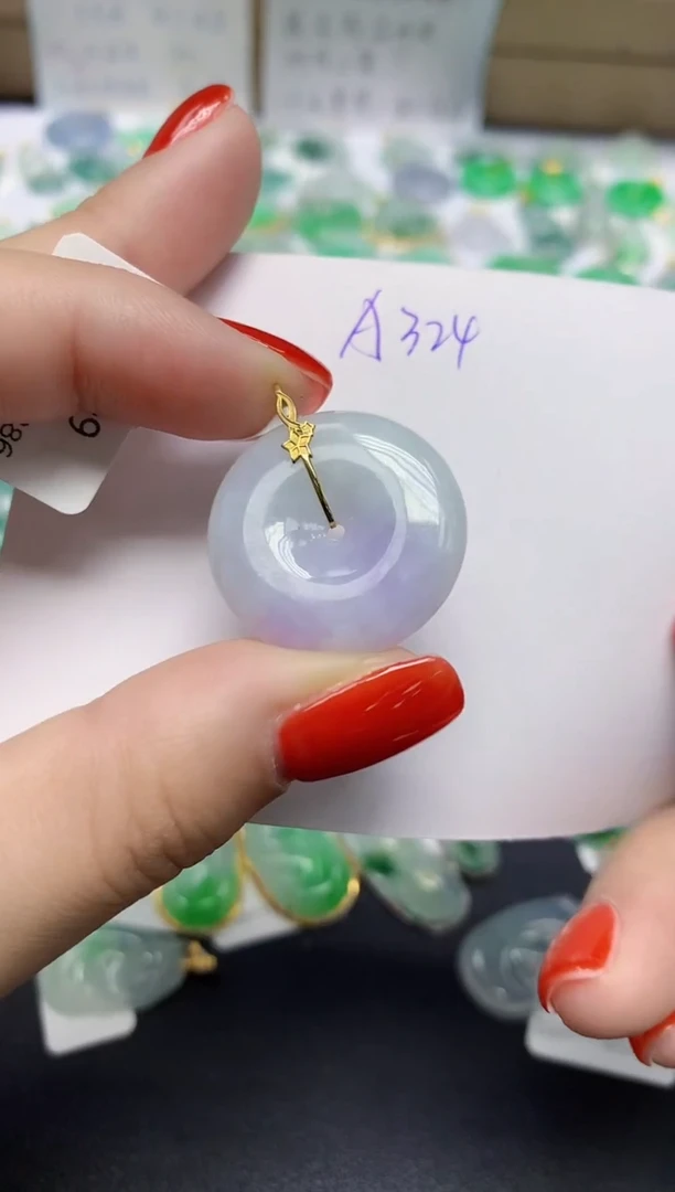 颈饰18K金镶嵌翡翠天然缅甸翡翠A货翡翠百元以上9元证书费自理