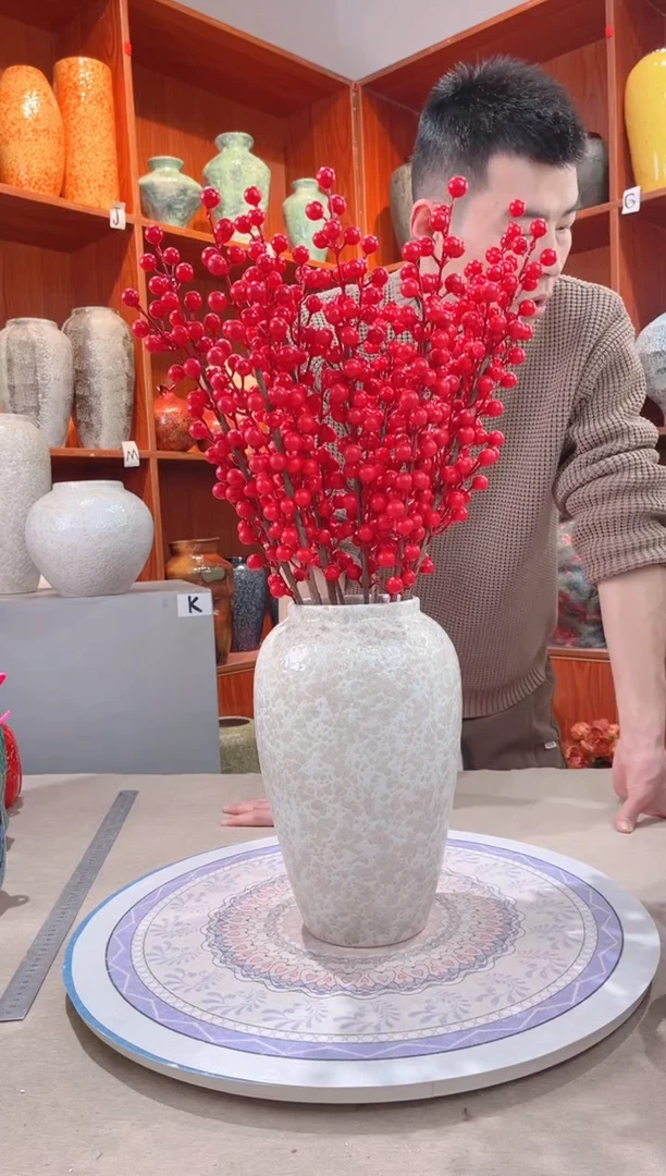 【闪购商品】瓶精品陶瓷花瓶 无花 茶白中号