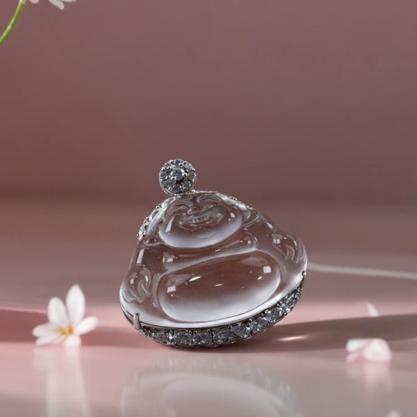 俄料黑钢佛公银镶镀金吊坠石英质玉