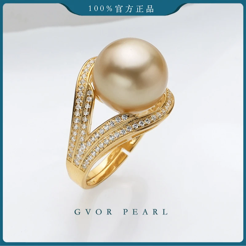 【25年新品丨好物推荐】12-13mm海水金珠戒指S925银 C1291