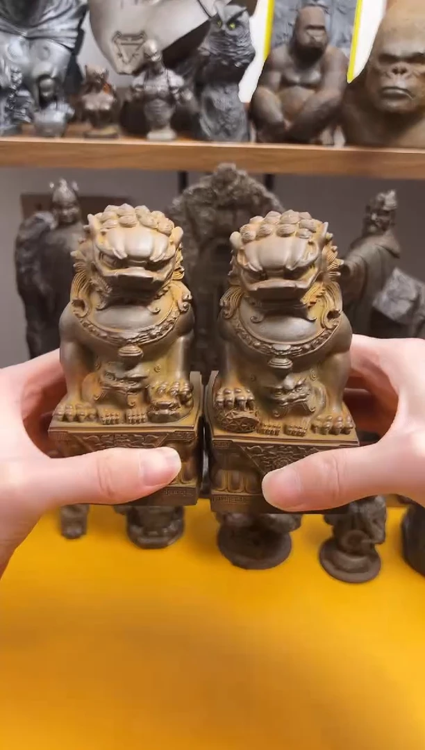 金属魏*实心铁艺---京狮一对