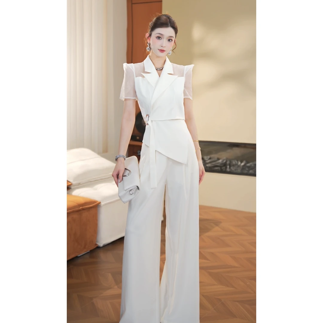 MD定制·依诺【职尚启航】2025夏季新款气质时尚百搭上衣休闲裤套装