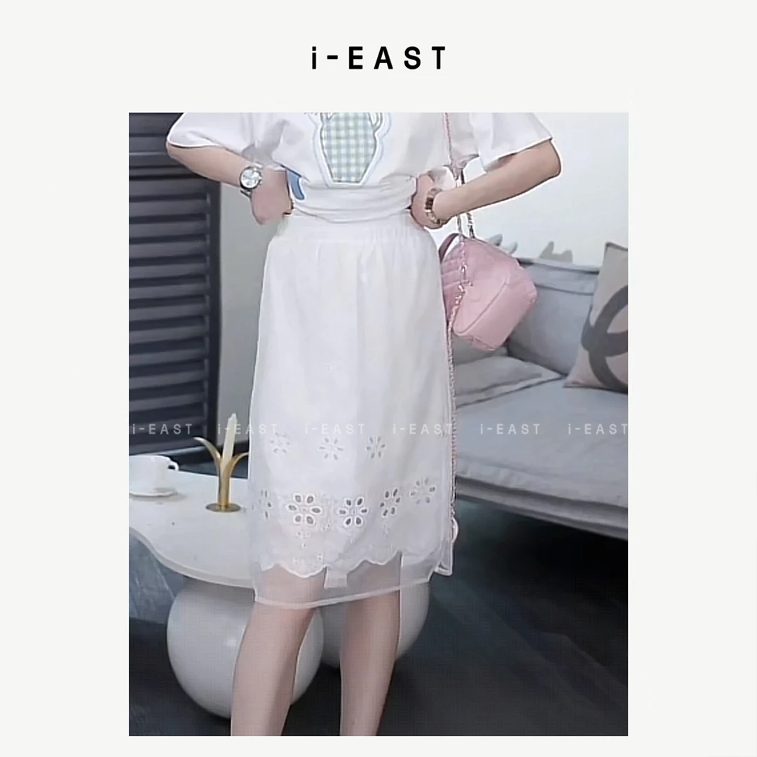 i-EAST NN 腰间艺术 ~ 休闲百搭双层半身裙-5C Q13980