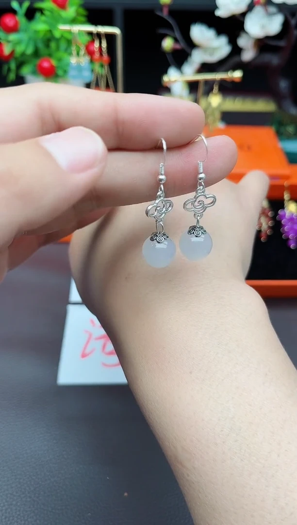 玛瑙/玉髓耳饰银S925镶嵌101000