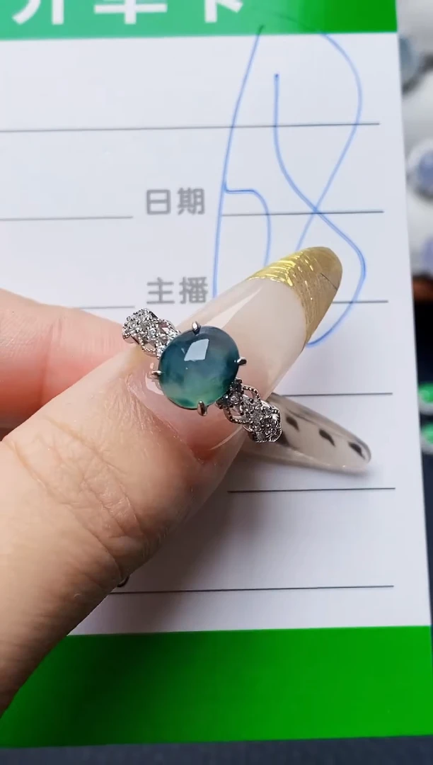 银S925镶嵌戒指翡翠0386