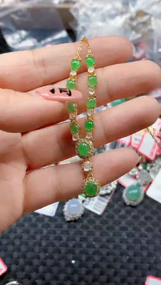 银S925镶嵌戒指翡翠天然A货缅甸翡翠