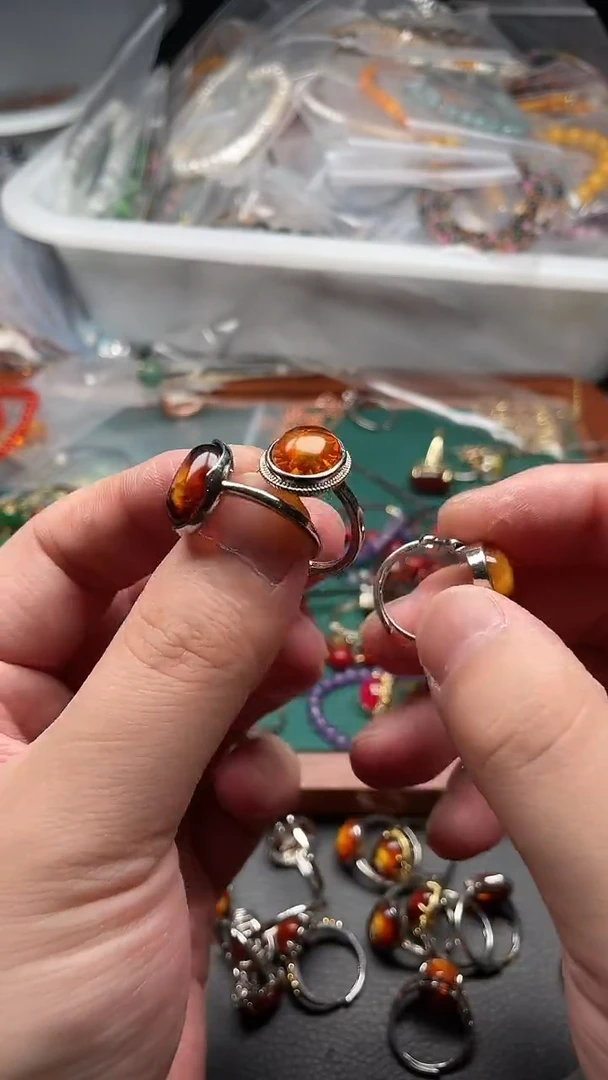 血珀未镶嵌戒指多样性发货拍一发一